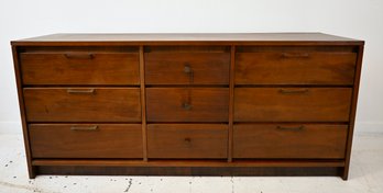 Mid Century Walnut 9 Drawer Long Dresser