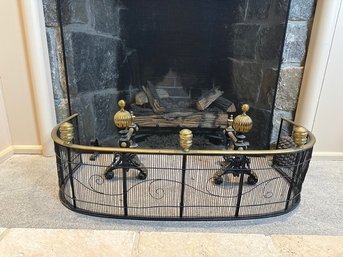 America Brass & Iron Federal Fire Place Fender & Andirons
