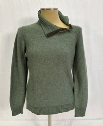 Women's Loro Piana Sage Green Side Snap Turtleneck Sweater