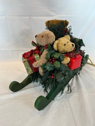 Christmas Sleigh With Teddy Bears