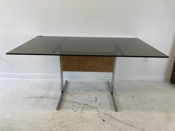 Mid Century Chrome And Glass Top Dining Table