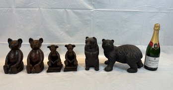 Lot Of Decorative Bear Figures Bookends And More