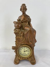 Antique Jennings Brothers Art Nouveau Figural Copper Clock
