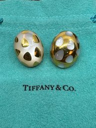 Angel Cummings For Tiffany & Co. 18 Kt Gold Mother Of Pearl Positive Negative Earrings
