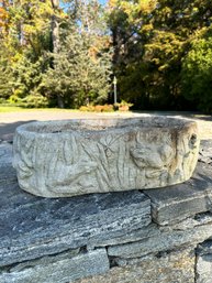 Rectangular Cement Planter With Decorative Relief ( A )
