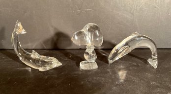 3 Baccarat Glass Figures