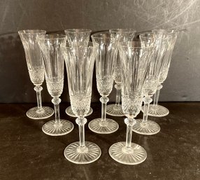 9 Signed St. Louis Cut Glass Champagne Flutes
