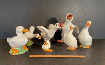 7 Assorted Hand Made Pottery Ducks