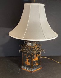 Chinese Chinoiserie Tole Painted Pagoda Lamp