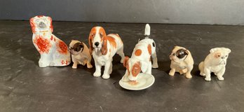 6 Vintage Porcelain Dog Figurines