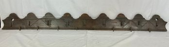 Antique Chip Carved Herb Rack With 17 Hand Wrought Hooks