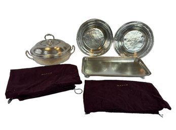 4 Pc. Pewter Lot, Made By Match Of Italy