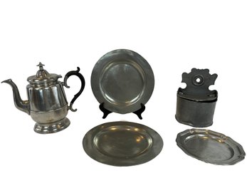5 Pc. Lot Of Antique Pewter