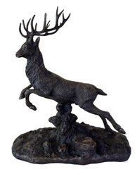 Bronze Jumping Deer Sculpture