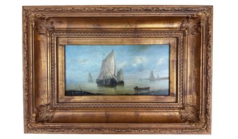 Jean Laurent French Oil On Canvas Maritime Painting
