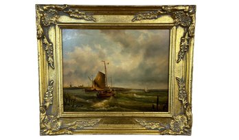 A. Frank Oil On Panel Dutch Maritime Painting