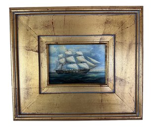 Nautical Oil On Panel Of A Ships Portrait ( B )