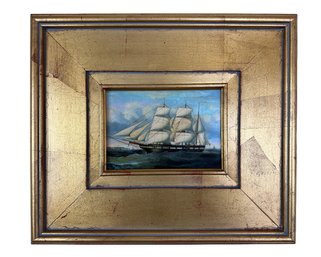 Nautical Oil On Panel Of A Ships Portrait ( D )
