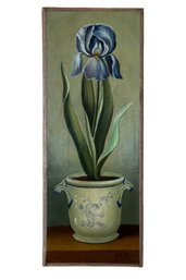 Fabrice De Villeneuve (French, Born 1954) Oil On Canvas Blue Iris Painting ( A )