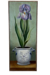 Fabrice De Villeneuve (French, Born 1954) Oil On Canvas Purple Iris Painting ( A )