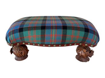 MacKenzie Childs Footstool With Carved Pine Cone Feet