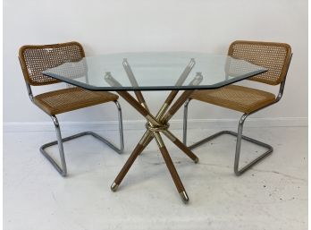 Mid Century Jacks Style Brass Plated And Glass Top Table