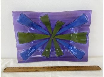 Mid Century Higgins Fused Art Purple Glass Ash Tray