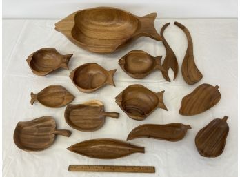 Lot Of MCM Wooden Wares