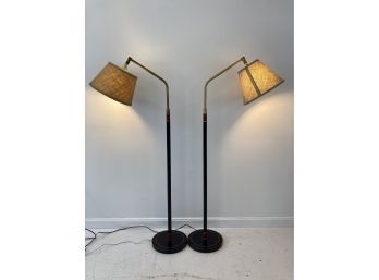 Pair Of Mid Century Painted Brass Curvilinear Floor Lamps