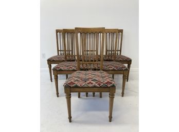 Set Of 6 Drexel Esperanto Upholstered Pecan Wood Dining Chairs