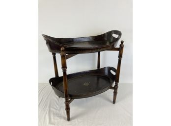 Maitland-Smith 2 Tier Wood And Leather Tray Table