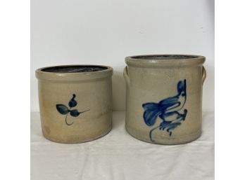 Lot Of 2 Antique Stoneware Crocks