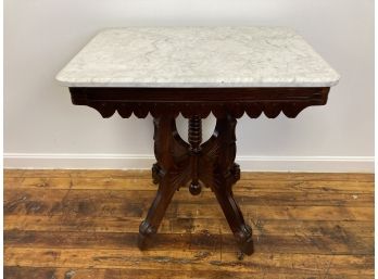 Victorian Mahogany Carved Marble Top Side Table
