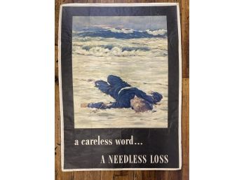 Original US WWII Poster 1943 'A Careless Word' Anton Otto Fischer