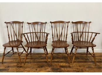 Set Of 4 Conant Ball Cherry Windsor Chairs