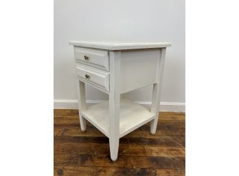 Vintage 2 Drawer White Painted Side Table