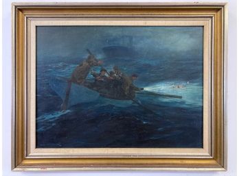 Anton Otto Fischer (1882-1962) Oil On Canvas 'Man Overboard'