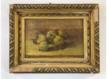 19th Century Oil On Canvas Painting Still Life Of Pears