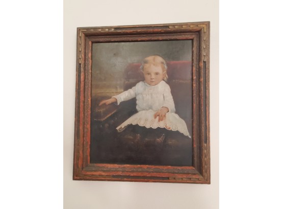 1800s Oil Painting Of A Young Girl