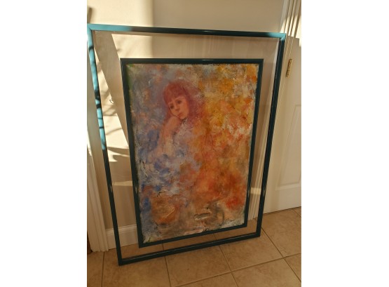 Large Oil Painting Of Young Girl