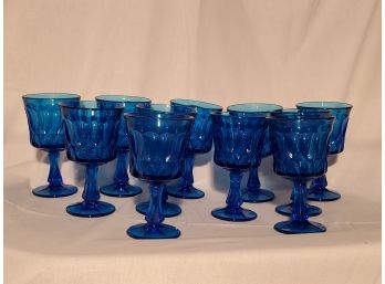 11 Blue Glass Goblets