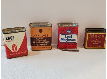4 Vintage Spice Tins