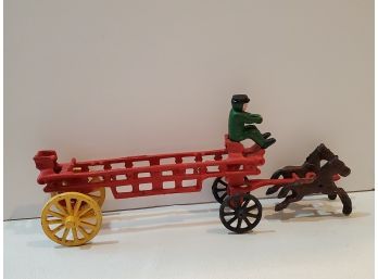 1960s Cast Iron Horse Drawn Hook And Ladder