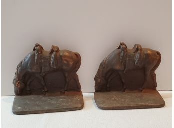 1920s Gilded Horse Book Ends