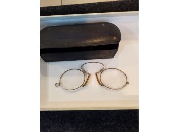 Antique Pins Nez Glasses In Case