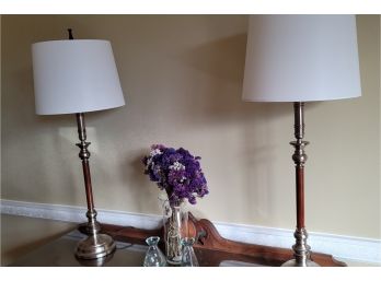 Pair Of Candlestick Lamps With 2 Sets Of Shades - 31'