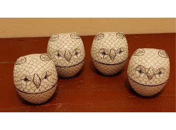 4 Pottery Barn Covered Owls