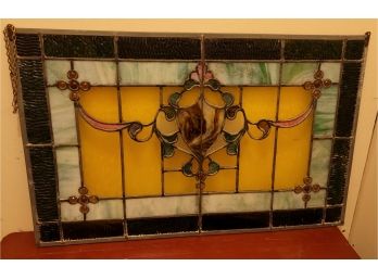 Antique 18' X 28.5' Stained Glass With Chains