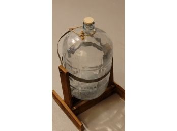 Antique Glass Water Bottle W/cap In Tilt Stand