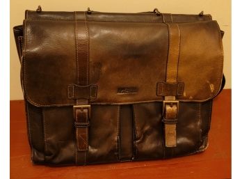 Kenneth Cole Reaction Leather Attache/briefcase Multiple Pockets